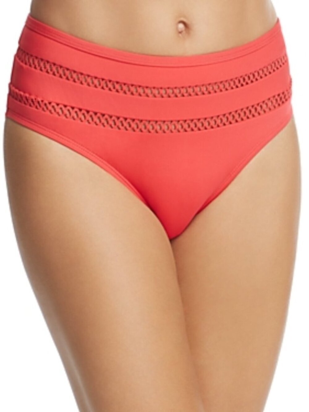 Ella Moss Womens Lace-Inset High-Waist Swim Bottom Separates Red Size S NWT